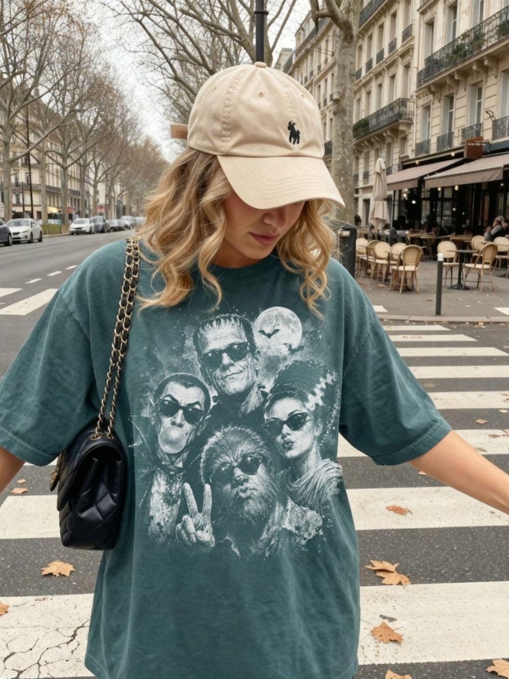 Retro Halloween Monster Selfie Comfort Colors Shirt, Funny Spooky Season Tee